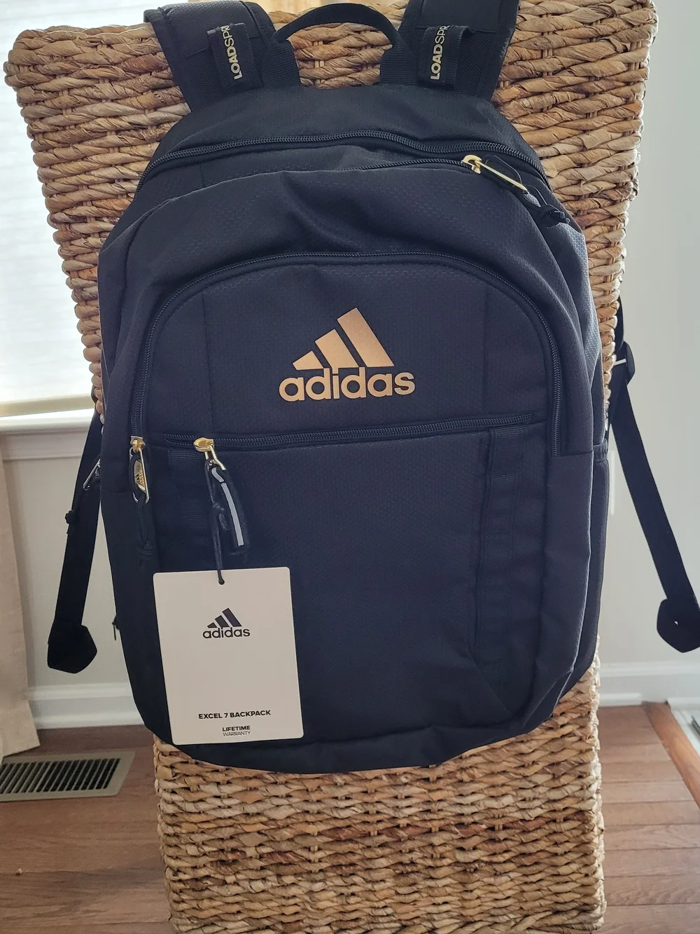 adidas Black Backpack with Gold Logo Accents